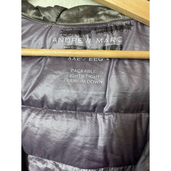 Andrew Marc Down Jacket Packable Silver Gray Size XXL Hood Duck Puffer Womens 2X - Picture 3 of 5